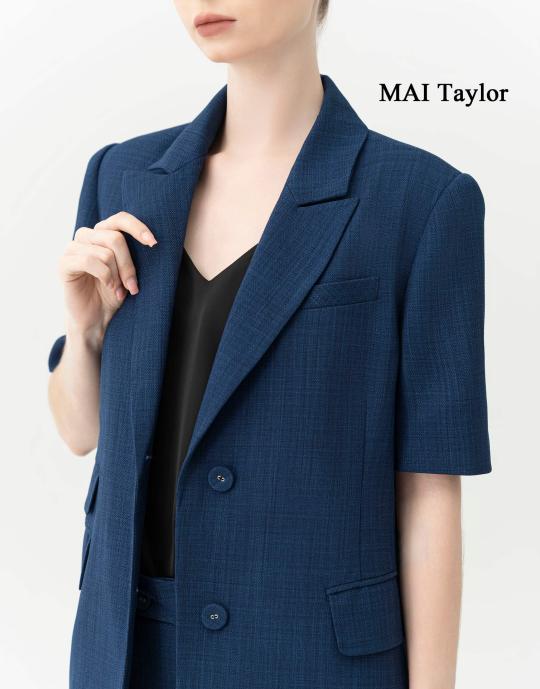 Bộ vest tay ngắn navy – Phom đứng thanh lịch | MAI TAYLOR