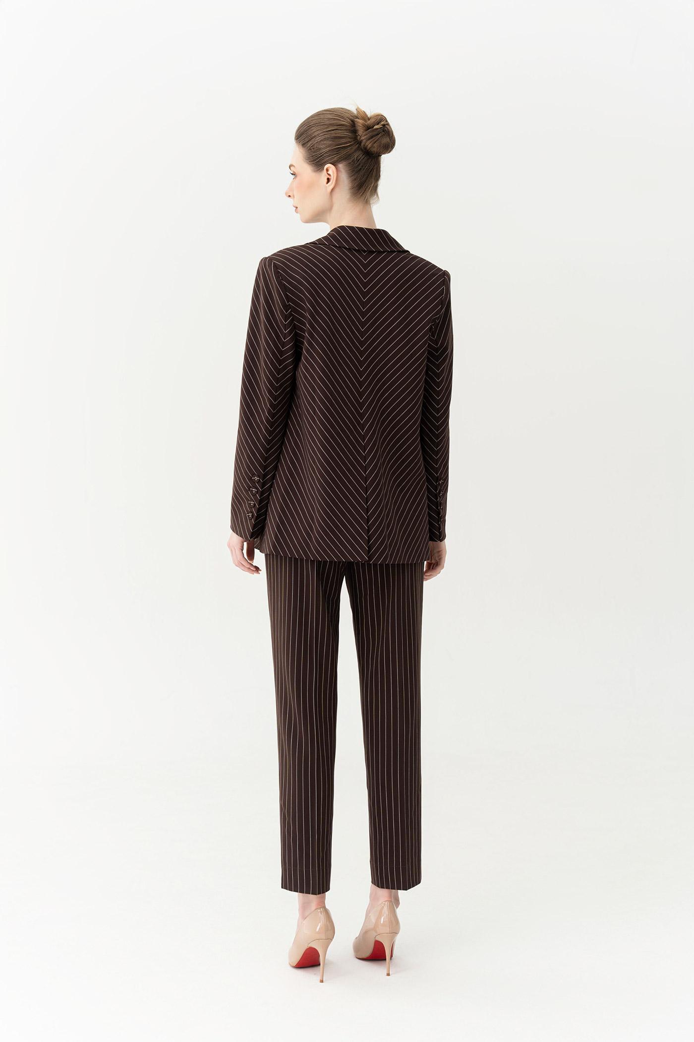 Bộ Suit Nữ Kẻ Sọc Form Chuẩn – Nâu