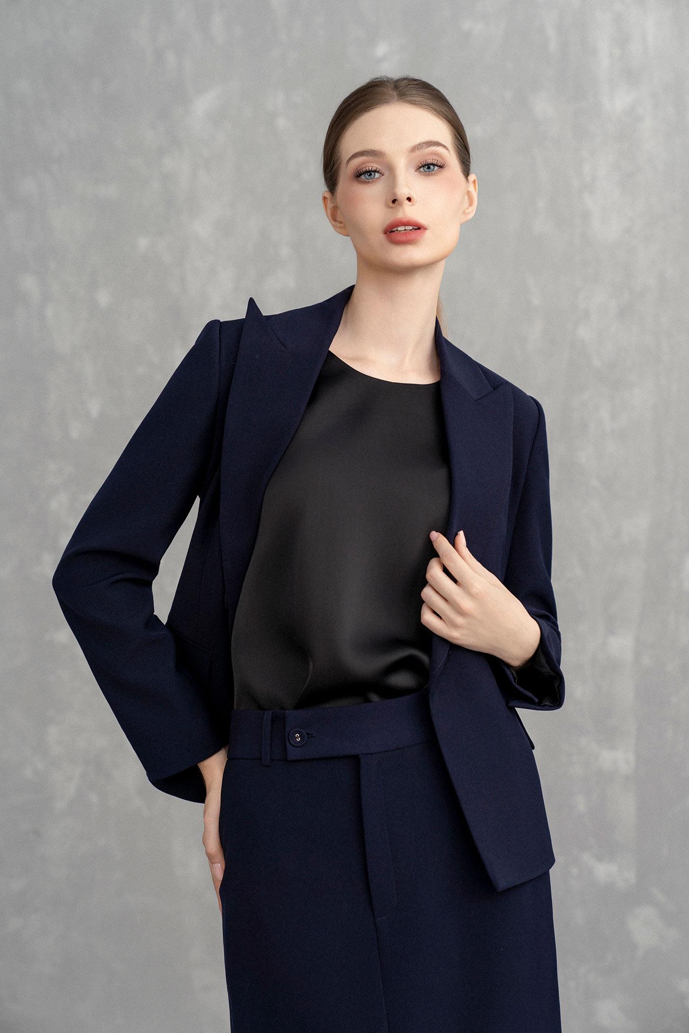 Bộ Suit Nữ Blazer Thanh Lịch & Chân Váy Dài – Xanh Navy
