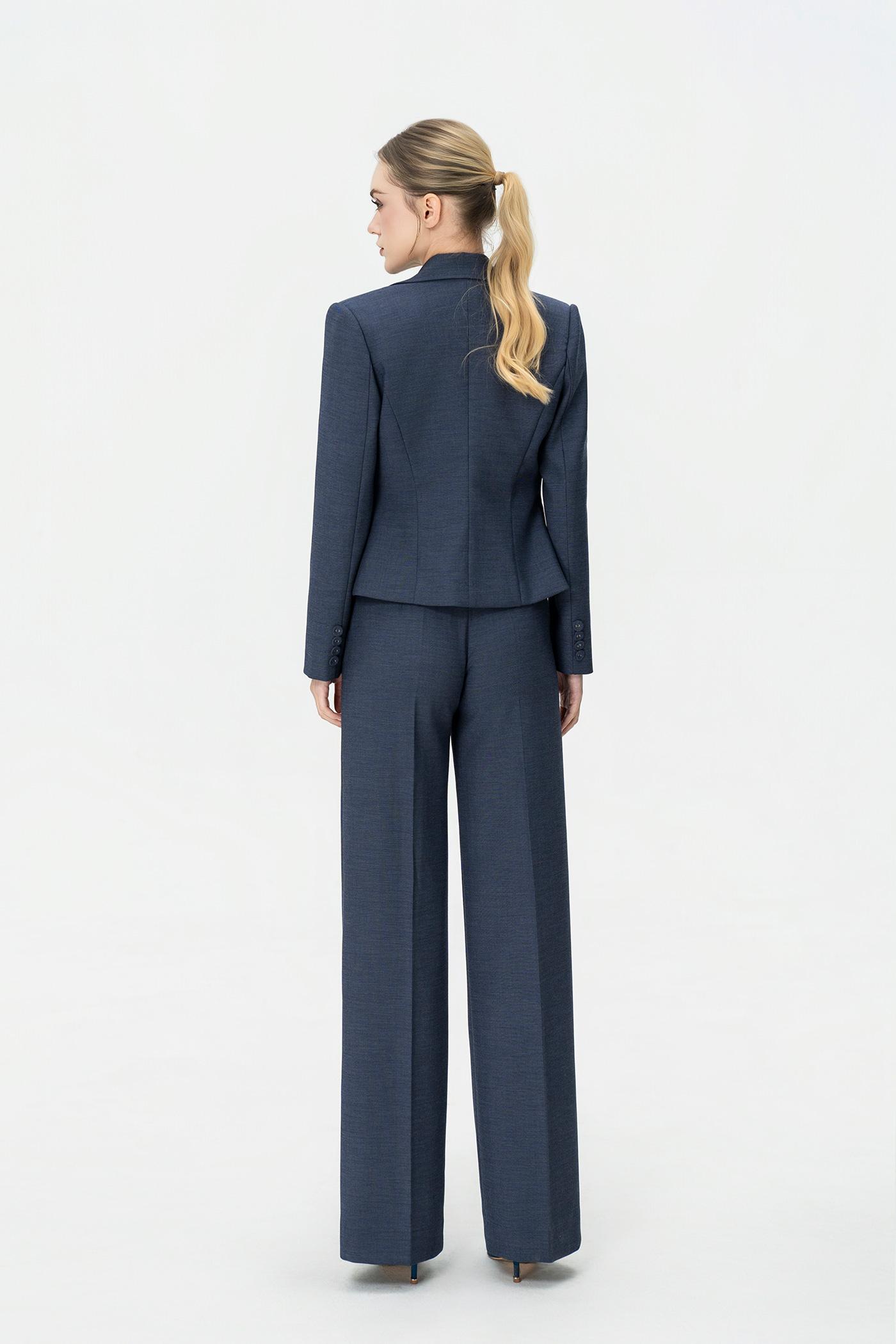 Bộ Blazer Dáng Ôm & Quần Ống Suông – Xanh Khói